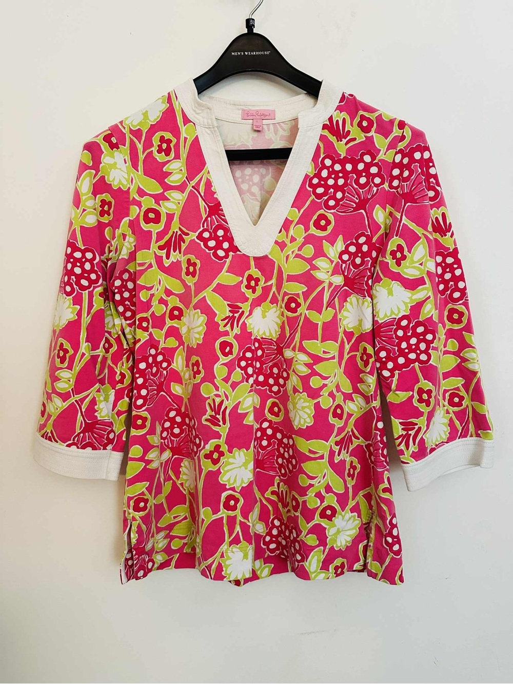 Lilly Pulitzer Hot Pink & Lime Floral V-Neck Tunic